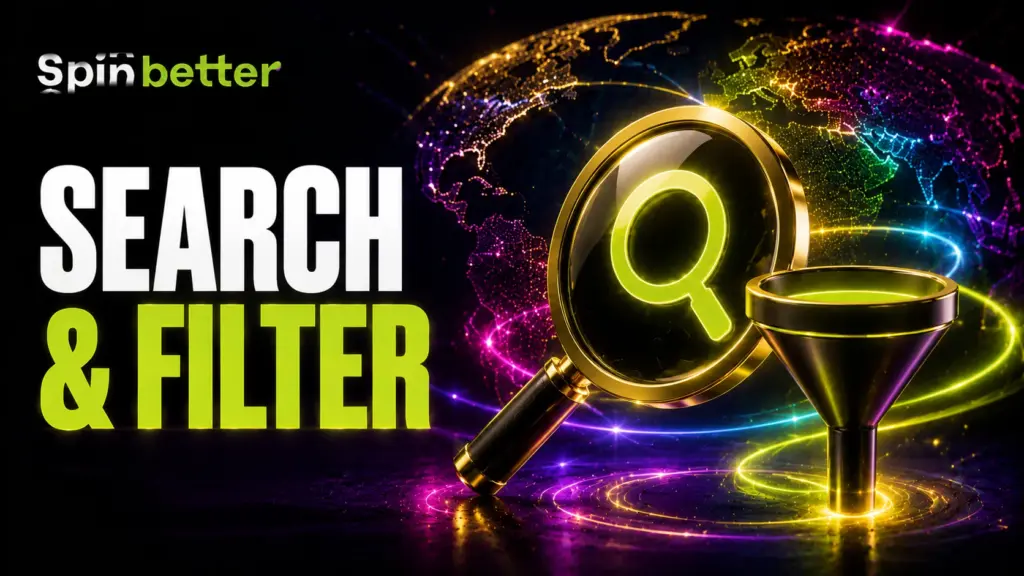 Spinbetter search and filter